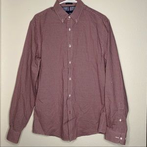 Tommy Hilfiger button down red white plaid long sleeve shirt